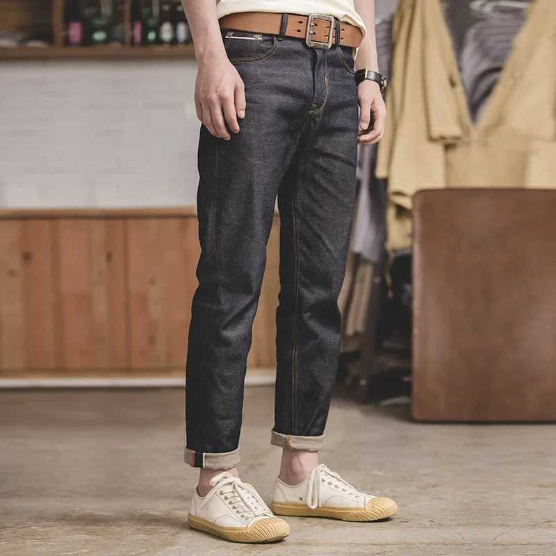 Джинсы Maden Retro 11,6 унций из хлопка с кромкой из необработанной ткани, зауженные джинсы обычного кроя с застежкой-молнией, универсальные мужские брюки высокого качества Деним (новый)
