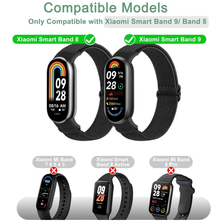 Фотография №5 товара Нейлоновый ремешок-петля для Xiaomi Smart Band 9 8, сменный ремешок