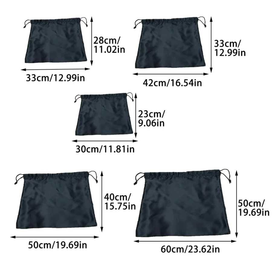 Фотография №4 товара S/M/L/XL/XXL Черный шелковый материал Сумка для хранения на шнурке Обувь