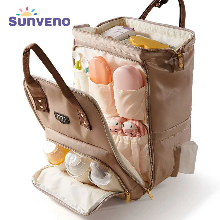 Рюкзак для подгузников Sunveno, сумка для мамы, сумка большой вместимости, многофункциональные водонепроницаемые уличные дорожные сумки для подгузников Прогулки и досуг