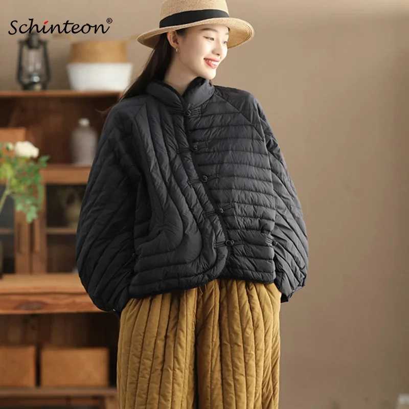 Фотография №1 товара Женская ультралегкая куртка Schinteon из белого утиного пуха, свободного кроя,
