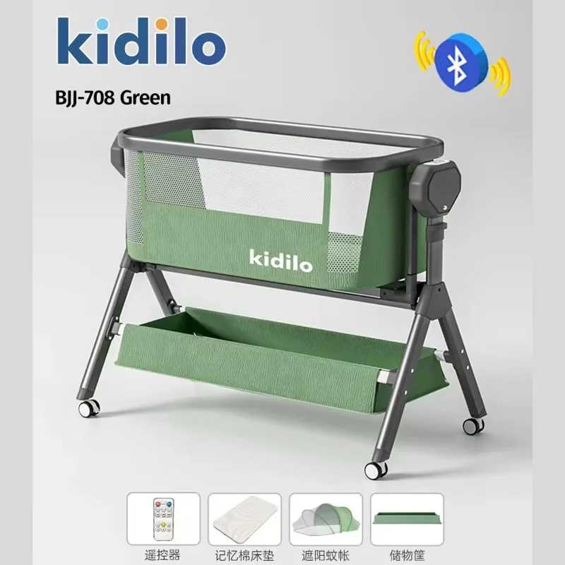 Фотография №2 товара Детская кроватка-люлька Kidilo 2026: прикроватная, с улучшенной устойчивостью, легко складывается,