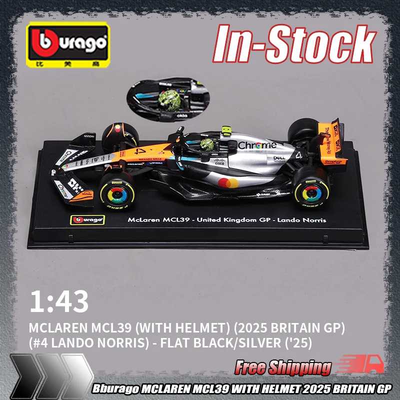 Новинка в наличии: Bburago 1:43 2025 F1 UK MCL39 # 4 Норрис # 81 Оскар W16 # 63 Рассел # 12 литых моделей машинок Antonelli из сплава, детские игрушки, подарки Играйте в транспортные средства и модели