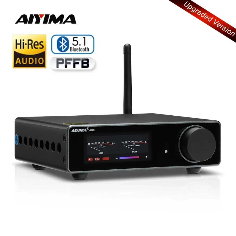 AIYIMA A80 Усовершенствованный стереоусилитель мощности TPA3255 DAC Bluetooth PFFB 300Wx2 Class D HiRes с цифровым усилителем, входами RCA, TRS, OPT, COA, USB ТВ, аудио- и видеотехника