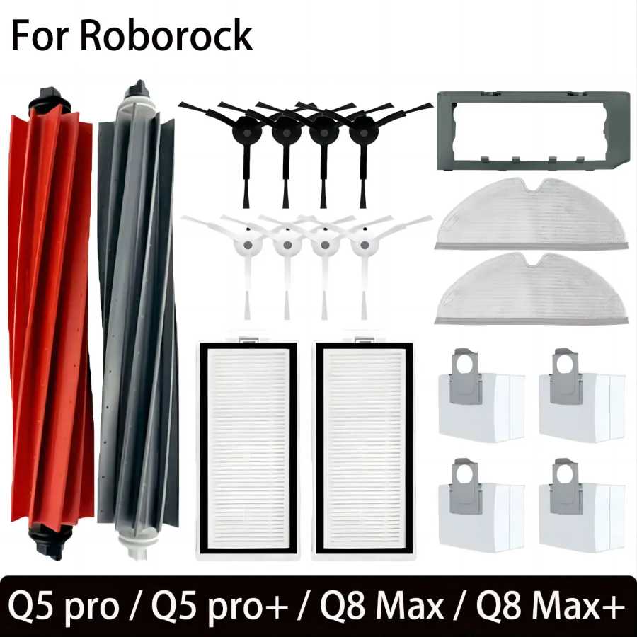 Для Roborock Q8 Max, Q8 Max+, Q5 Pro, Q5 Pro+, запасные части, аксессуары, основная боковая щетка, фильтр Hepa, швабра, мешок для пыли Техника для уборки