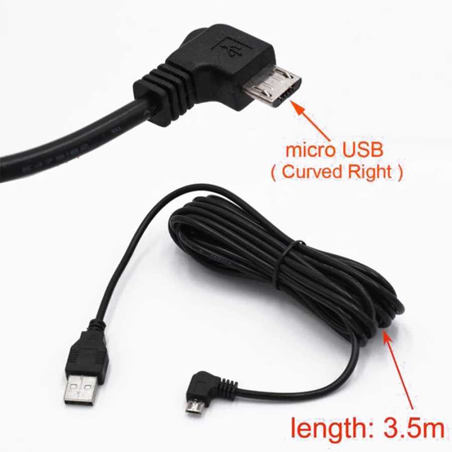 Кабель USB для зарядки автомобиля 3,5 м, для автомобильных видеорегистраторов, GPS-устройств, мобильных устройств, поддержка входного/выходного напряжения 5В, максимальная мощность 1А-3А, черный Автоэлектроника