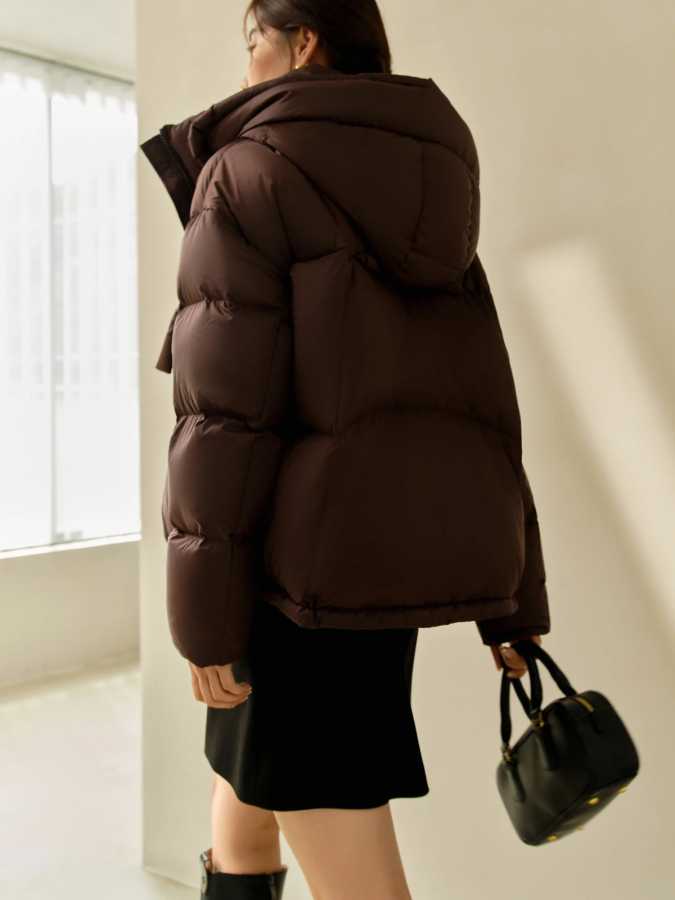 Фотография №3 товара DUSHU Oversize 164-182, пуховик кофейного цвета с наполнителем, новинка зимы