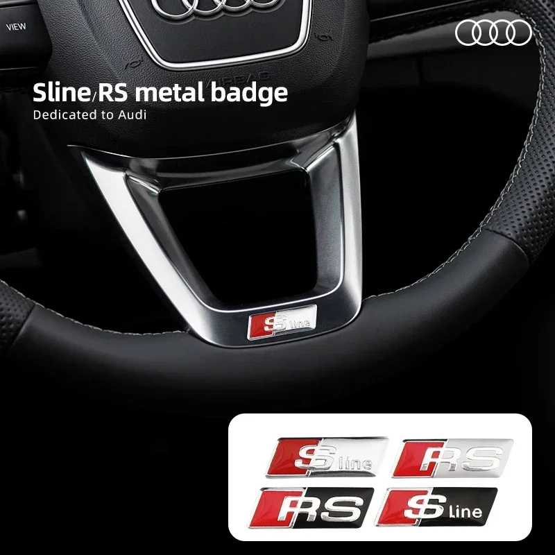 Автомобильная наклейка на руль из алюминиевого сплава, эмблема для Audi SLine Logo A3 A4 A5 A6 A7 A8 Q3 Q5 RS3 RS4 RS5 RS6 S3 S4 S5 RS Badge Аксессуары для салона