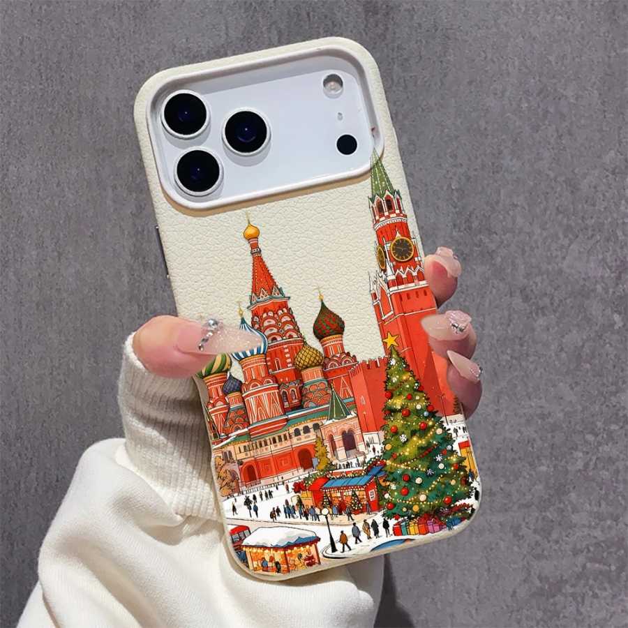 Чехол для мобильного телефона &laquo;Рождественская елка Москва Улица&raquo; для IPHONE 16, 15, 14, 13, 12, 11, 17 Pro Max, чехлы для Iphone 17 Air Чехлы и чехлы для мобильных телефонов