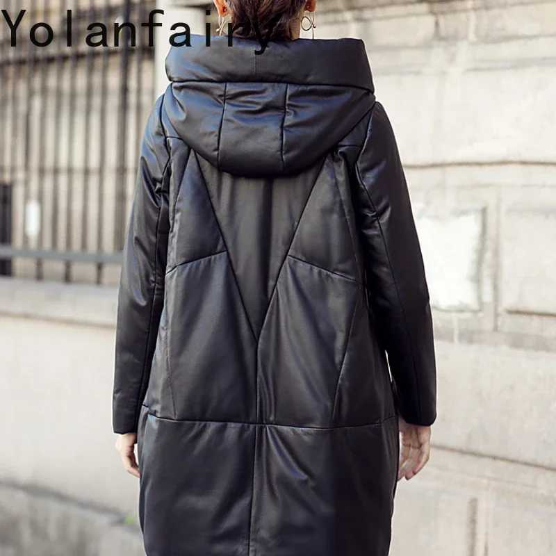 Фотография №4 товара YOLANFAIRY, натуральная кожа, овчина, верхняя одежда, модная женская одежда, зимние
