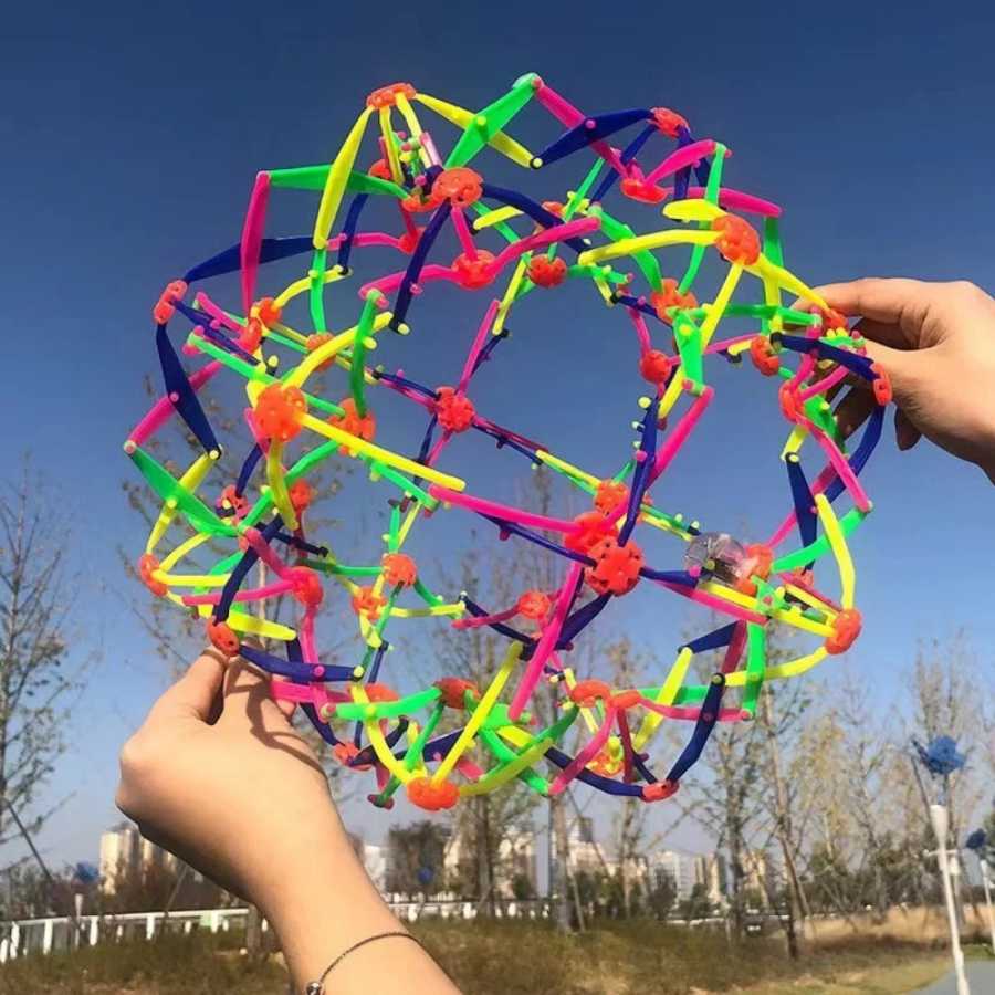 Телескопический мяч, детский волшебный уличный цветочный шар, метательный мяч, открывающийся шарик, растягивающийся цветочный шар, интерактивный для родителей и детей Активные игры и спорт