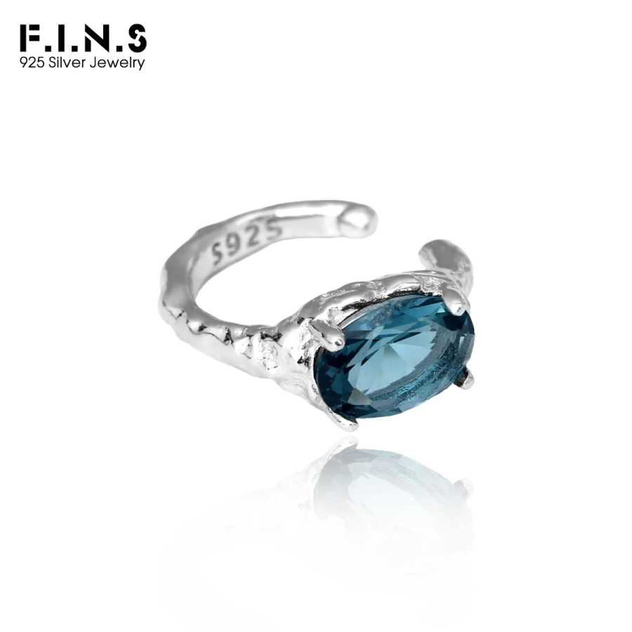 F.I.N.S 1 шт. минималистичные овальные серьги-клипсы из стерлингового серебра S925 с синим цирконием без отверстия для уха, овальные наушники, катильда, ювелирные украшения Ювелирные изделия