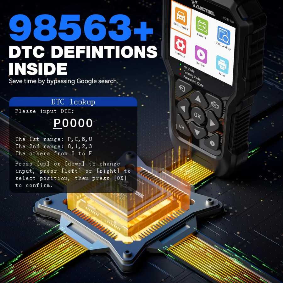 Фотография №5 товара Диагностический сканер VDIAGTOOL VD30PRO OBD2 для диагностики неисправностей двигателя автомобиля,