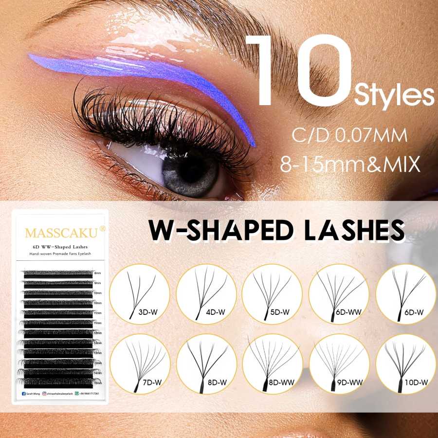 Фотография №1 товара MASSCAKU 3D 6D 8D W Shape Lashes Глобальная оптовая продажа