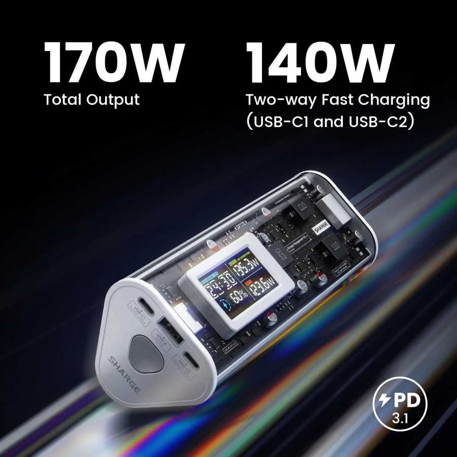 Фотография №2 товара SHARGE Shargeek170W Внешний аккумулятор 170 Вт 24 000 мАч Портативное