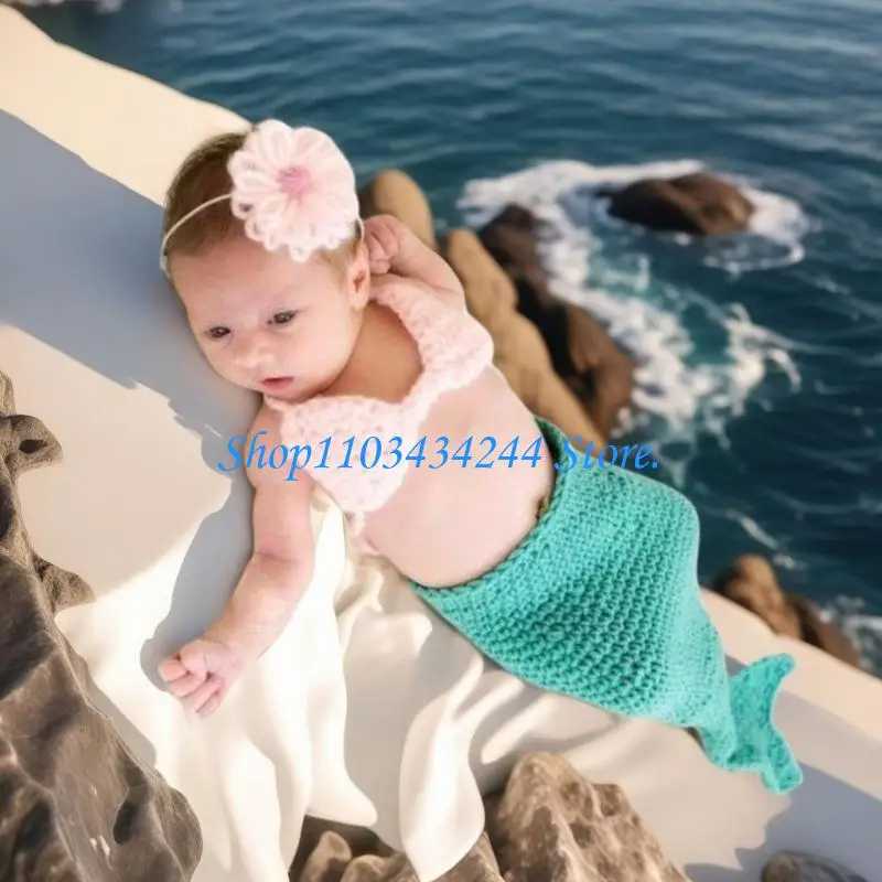 Фотография №4 товара Детский костюм морской девы для фотосессий новорожденных девочек 1-6 месяцев.