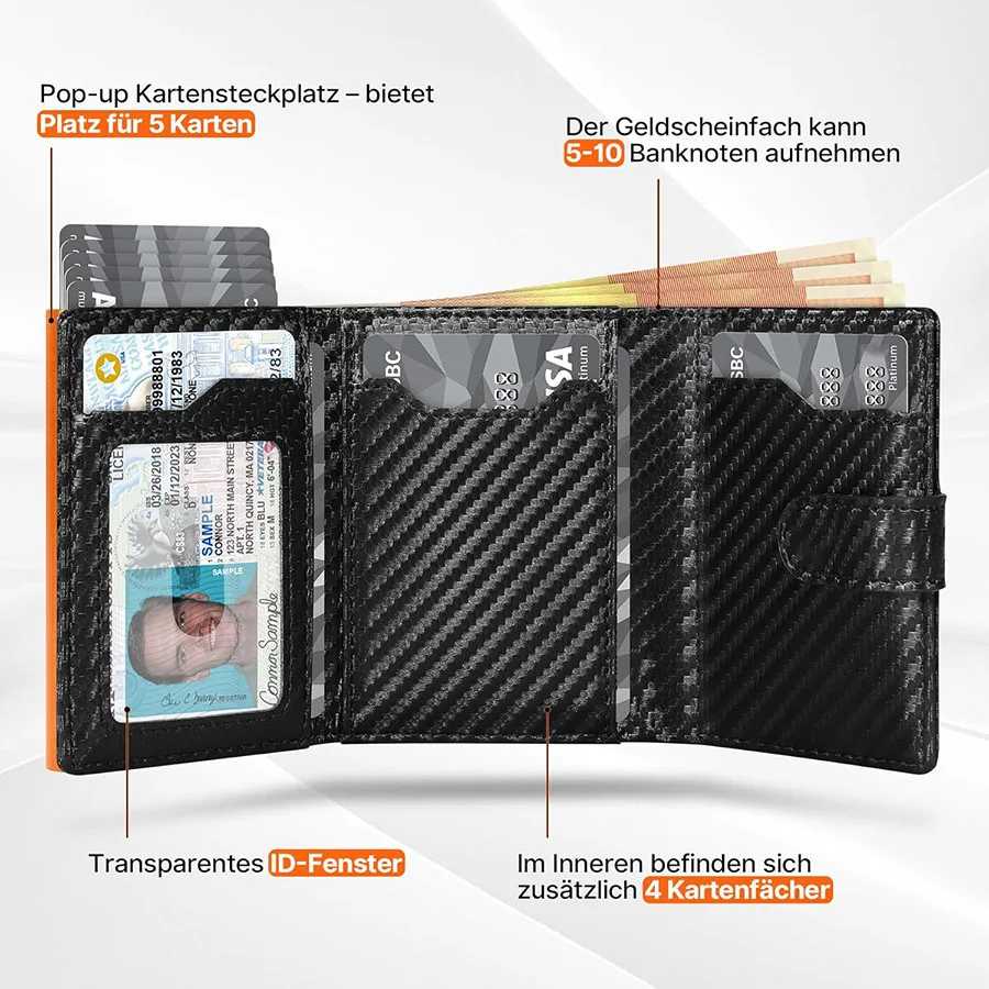 Кошелек-портмоне с отделением для монет, защитой от RFID и держателем для кредитных карт для мужчин Кошельки и визитницы