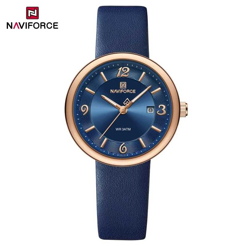 Фотография №1 товара NAVIFORCE Новые женские повседневные кварцевые часы с легким цветочным циферблатом,