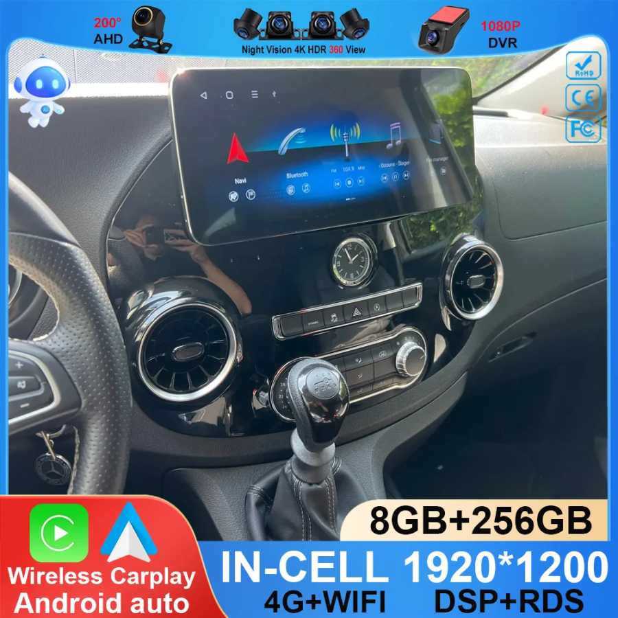Автомобильный Android для Mercedes Vito W447 2014-2022, 13-дюймовый радиоприемник, стерео, мультимедийный плеер, фото, wifi, GPS-навигация, 1920*1200 7862 ЦП BT Автоэлектроника