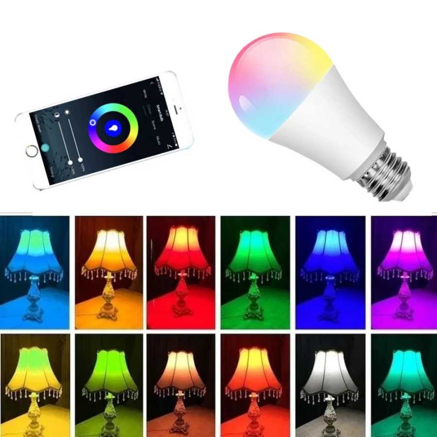 Фотография №4 товара 8 шт., 15 Вт, Wi-Fi, умная лампа E27, светодиодная RGB