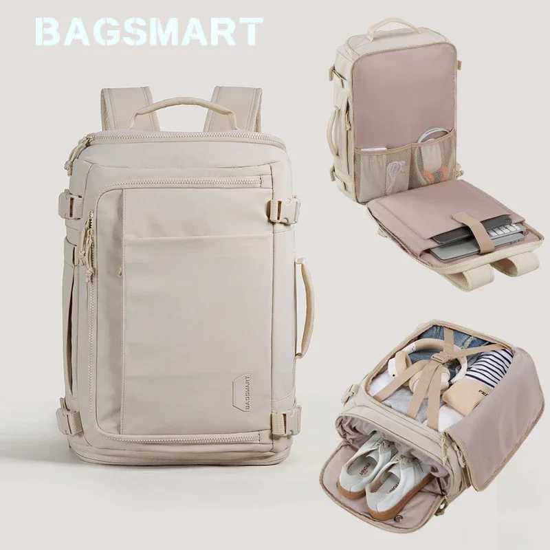 BAGSMART дорожный рюкзак большой емкости с вакуумной компрессией женский рюкзак для ноутбука 15,6 дюйма водонепроницаемые расширяющиеся мужские рюкзаки Рюкзак