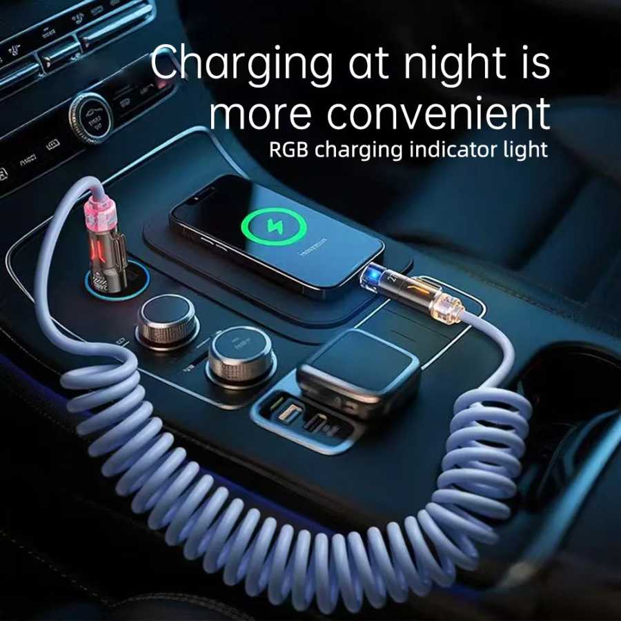 Фотография №4 товара Весенний выдвижной кабель USB-C 4-в-1 RGB 240 Вт, 1.8 м