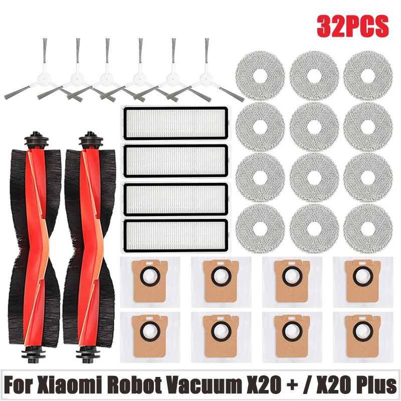 Для Xiaomi Robot Vacuum X20 + / X20 Plus Запчасти Основная боковая щетка Hepa-фильтр Швабра Тканевый мешок для пыли Сменные аксессуары Запчасти для бытовой техники
