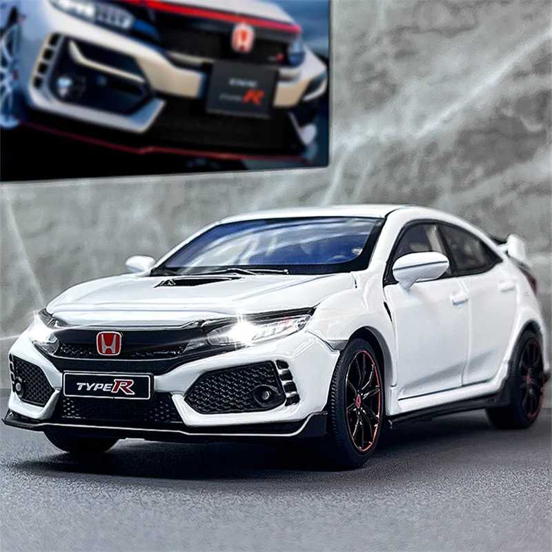 Модель автомобиля из сплава HONDA Civic Type R, модель спортивного автомобиля с литой металлической игрушкой, модель имитации звука светильник, коллекция, подарок для детей, 1/32 