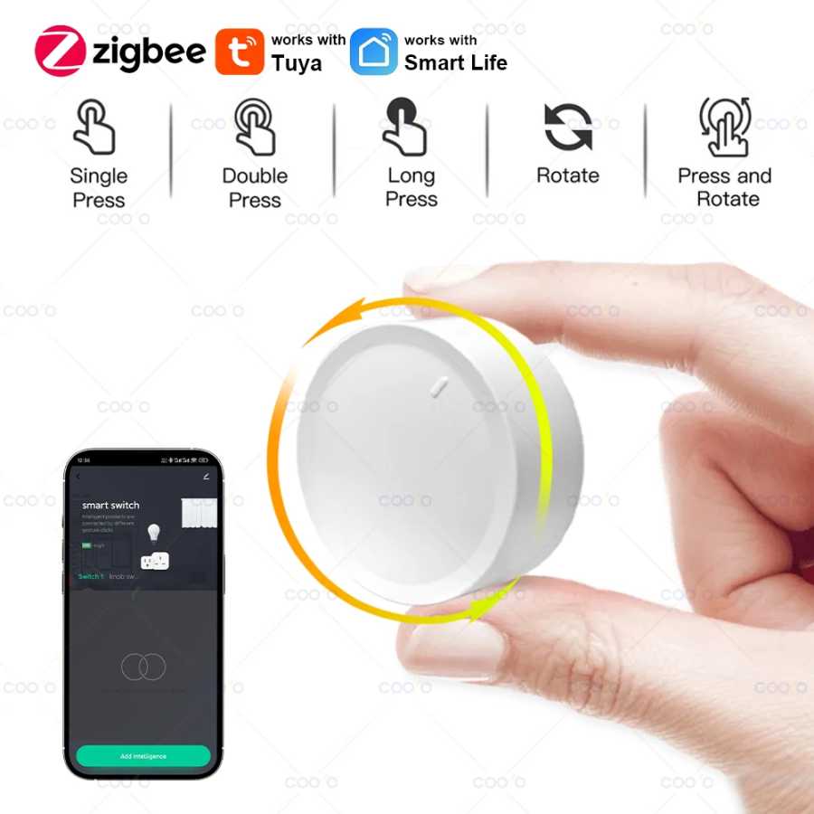 Новый умный ручной переключатель Tuya ZigBee, сделай сам, беспроводная кнопка сцены, поворотный диммер, бытовая техника, автоматизация связи, пульт дистанционного управления Системы умного дома