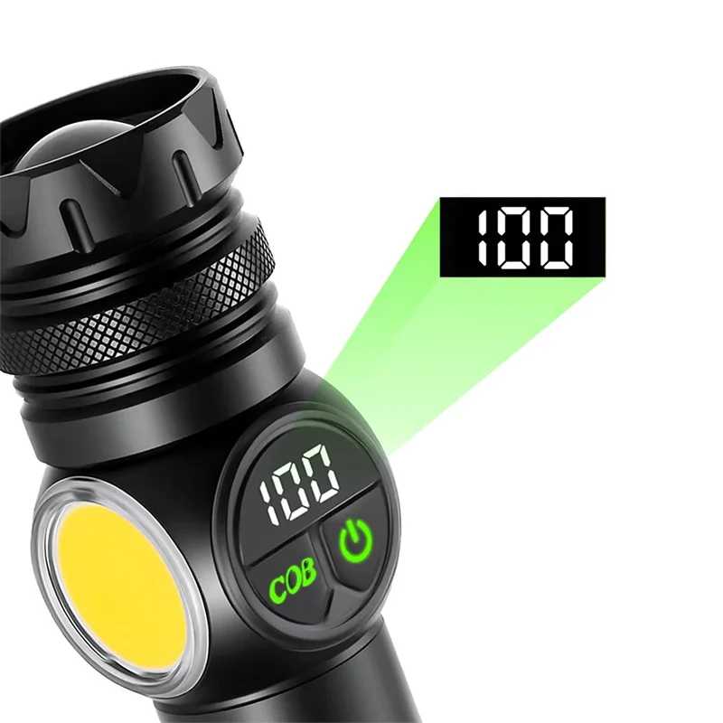 Фотография №2 товара Высокомощные светодиодные фонарики, перезаряжаемый через USB магнитный тактический фонарь с