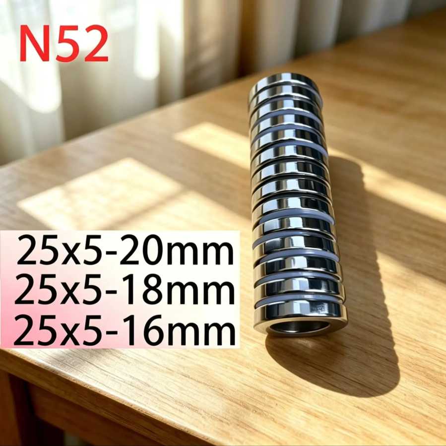 Фотография №2 товара Мощный стандартный круглый магнит N52 25x5-20 25x5-18 25x5-16 с кольцевым