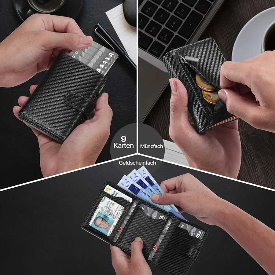 Фотография №3 товара Кошелек-портмоне с отделением для монет, защитой от RFID и держателем