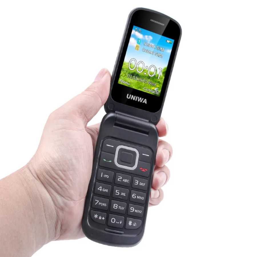 Фотография №2 товара UNIWA F6M НОВЫЙ 2.4-дюймовый GSM-телефон-раскладушка с чипом MT6261D, большими кнопками,