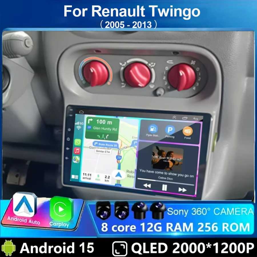 Автомагнитола Android 15 с CarPlay для Renault Twingo 2005-2013: Автомобильный экран, интеллектуальная система, GPS-навигация, RDS Автоэлектроника
