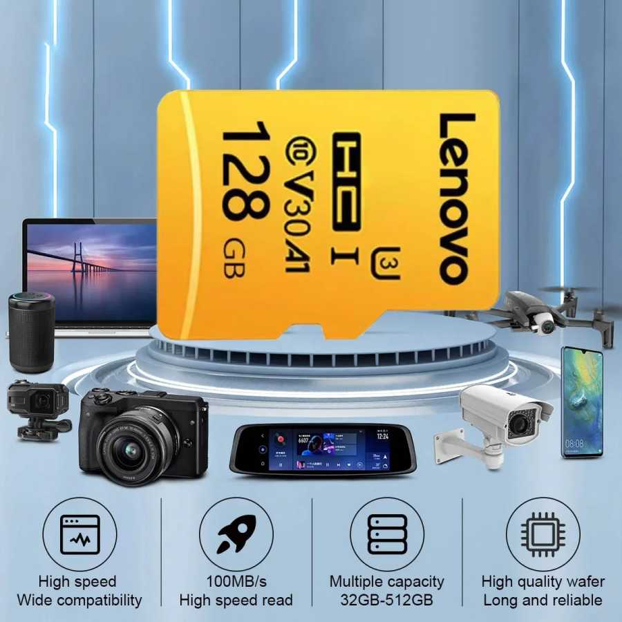 Фотография №5 товара Карта памяти Lenovo Class 10, высокоскоростная, для видео 4K Ultra-HD,