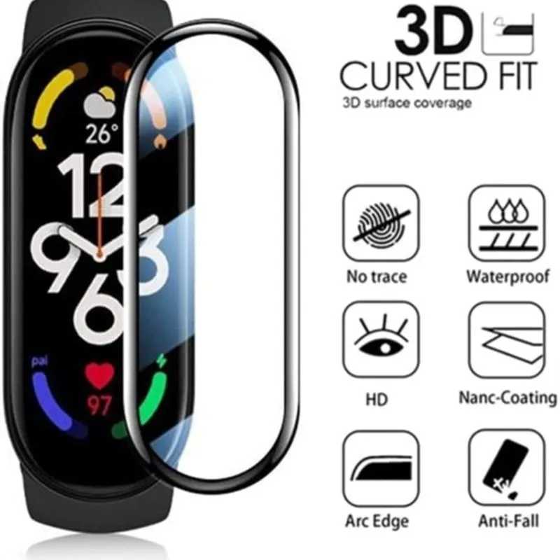 3D полноэкранная защита для Xiaomi Mi Band 6 7, мягкое стекло, защитное стекло, аксессуары для умных часов xiaomi mi band 5 4 3, пленка Аксессуары для часов