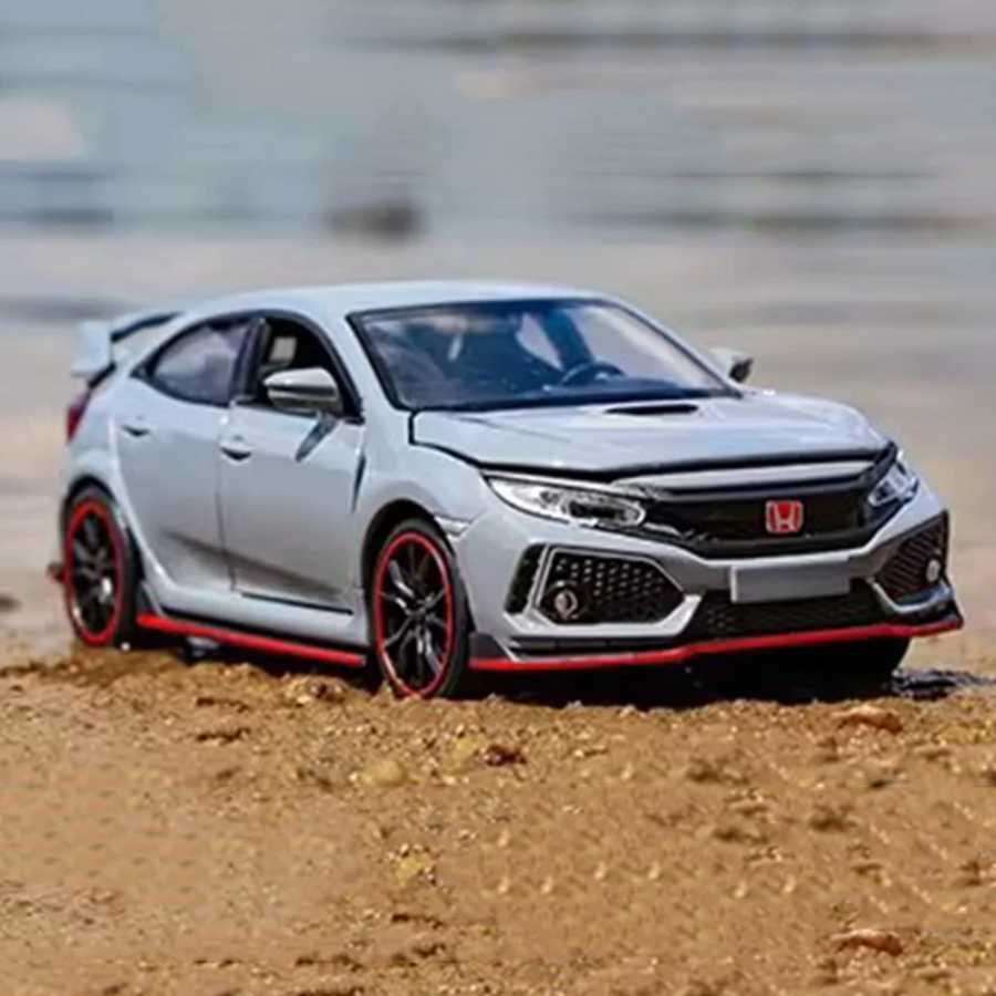 1:32 Honda Civic Type-R модель автомобиля из сплава, литые под давлением игрушки, колесо с откатным механизмом, автомобиль со световой музыкой, миниатюрный автомобиль, подарки на фестиваль для детей 