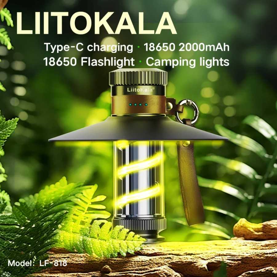 LiitoKala LF-818 Кемпинговые фонари + аккумулятор 18650 2000 мАч Портативное освещение