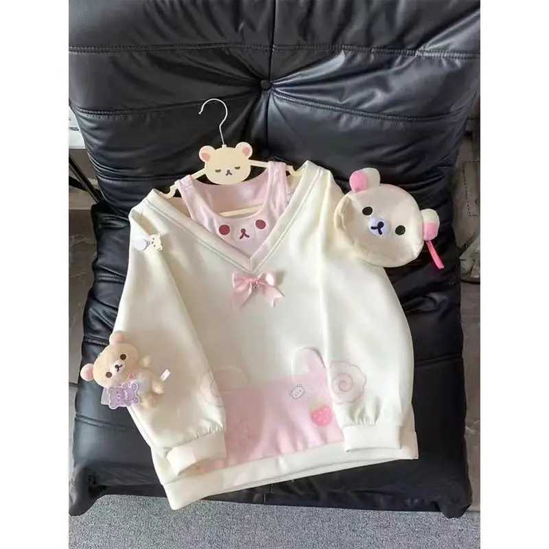 Фотография №2 товара Японские толстовки Kawaii, женские осенние милые повседневные толстовки с бантом