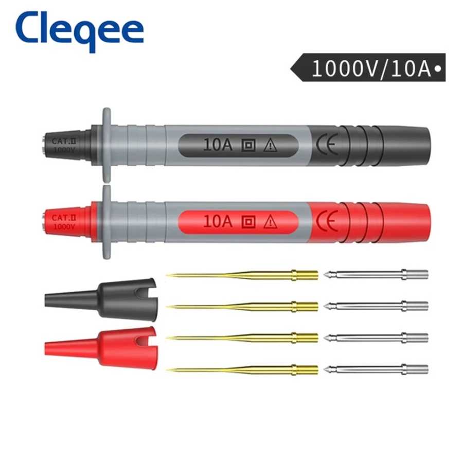 Cleqee P8003 Мультиметр-тестовый щуп со сменными позолоченными острыми иглами 1 мм + многофункциональная тестовая ручка толщиной 2 мм Детали инструментов