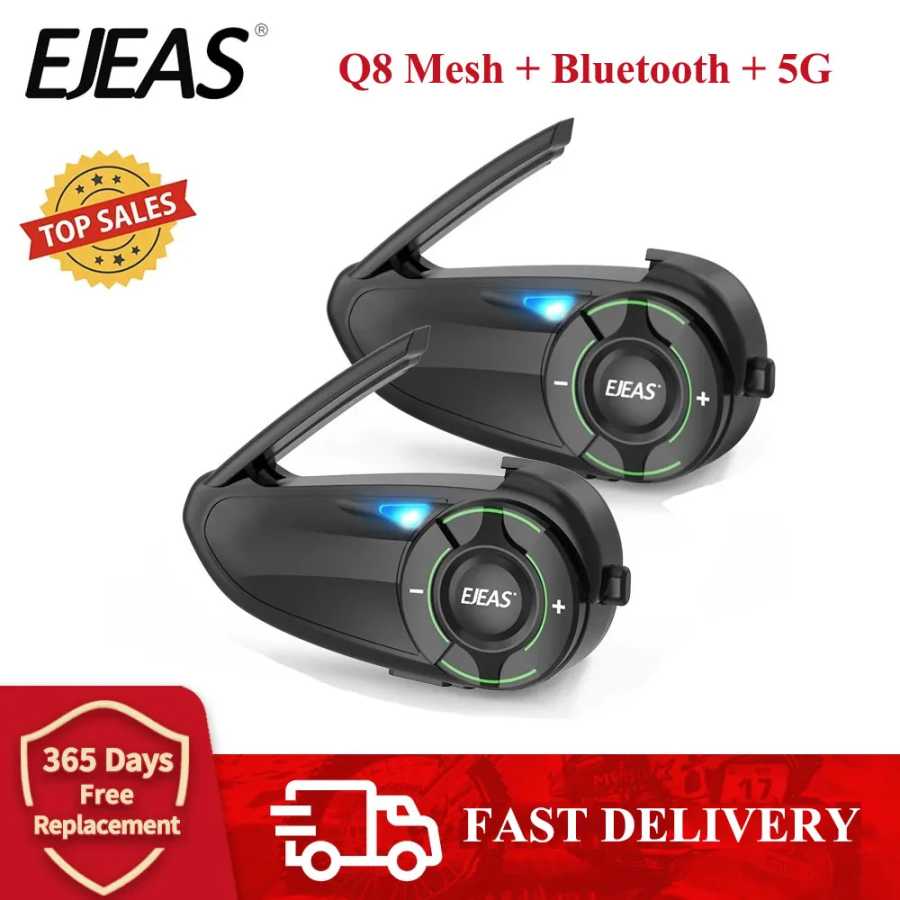 EJEAS Q8 Мотоциклетный сетчатый домофон с EUC Remote Walkie Talkie Bluetooth-гарнитура для 6 гонщиков с Bluetooth 5.1 Аксессуары для мотоциклов