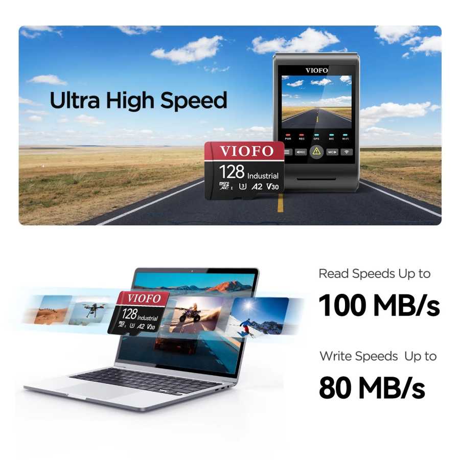 Фотография №1 товара Карта памяти VIOFO промышленного класса MicroSD, U3 A2 V30, высокоскоростная,