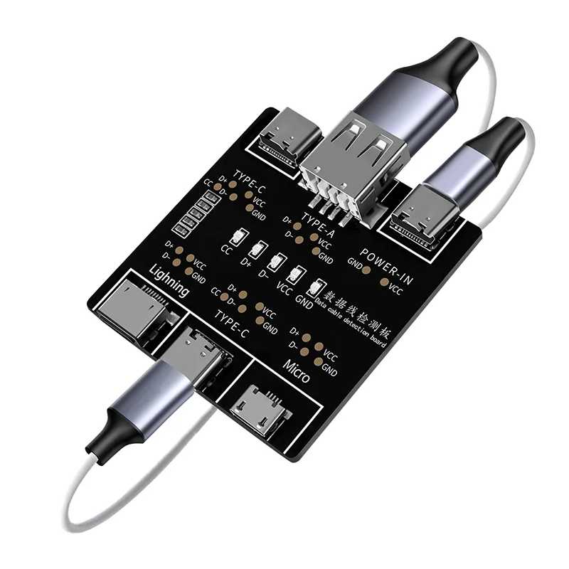 Плата обнаружения кабеля передачи данных DT3 Тестер кабеля Micro USB C Type-C Инструмент диагностики короткого замыкания вкл. выкл. для iOS Android Детали для мобильных телефонов