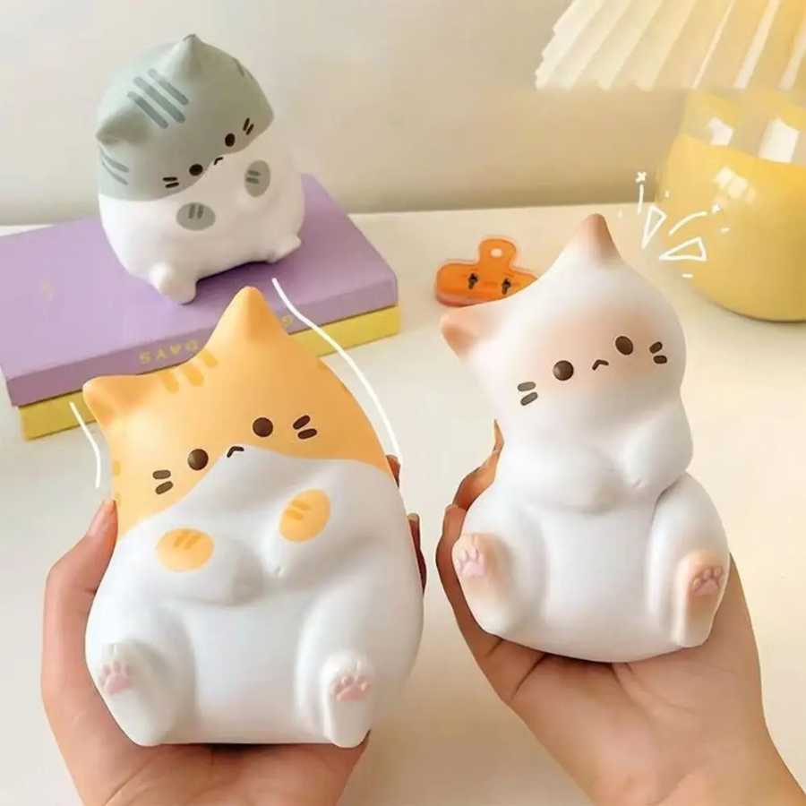 Кошка для снятия стресса, мягкая игрушка из искусственной кожи, медленно растущие сжимаемые игрушки, антистрессовый мяч, мультяшные настольные украшения, мягкие игрушки для снятия стресса Игрушки антистресс
