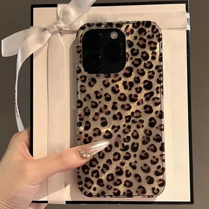 Прозрачный чехол для телефона с милым леопардовым принтом для iPhone 16, 15, 14, 13, 12, 11 Pro Max 16E XS XR X 7 8 Plus SE, противоударный силиконовый мягкий чехол Чехлы и чехлы для мобильных телефонов