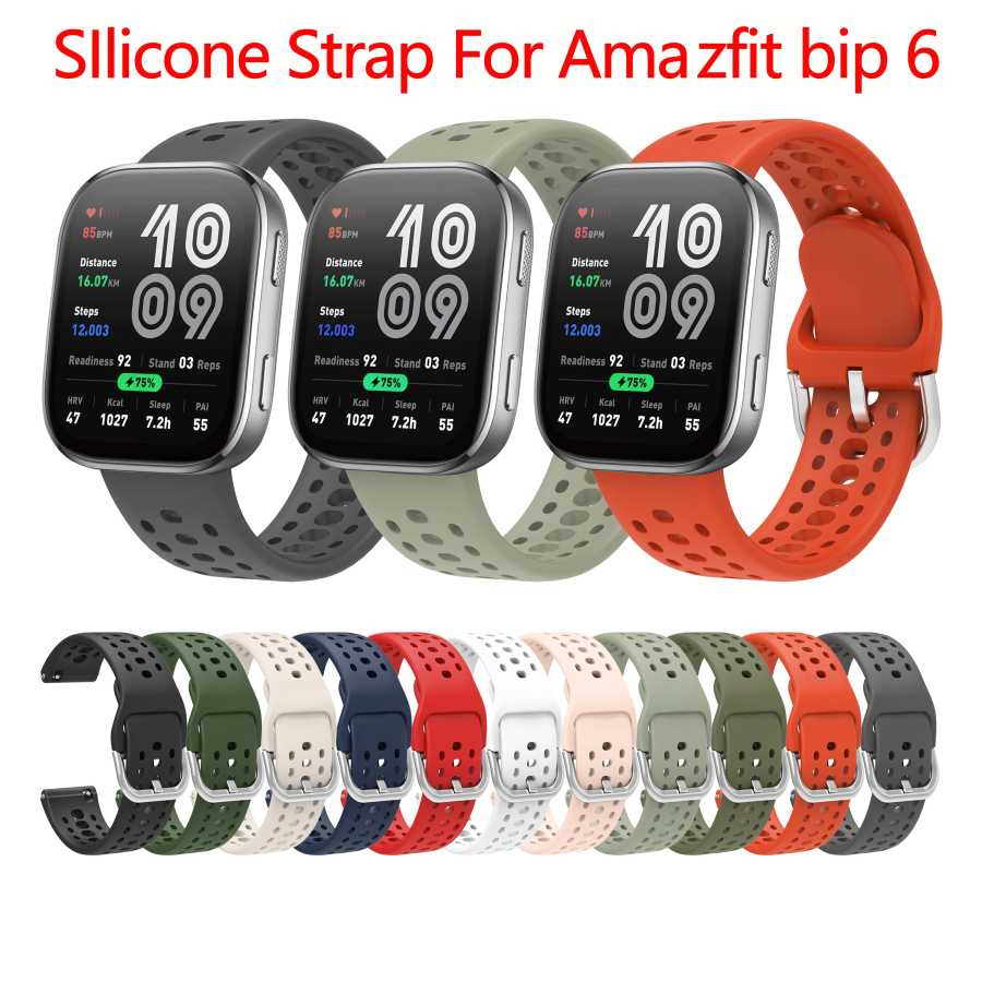 Оригинальный силиконовый ремешок для Amazfit Bip 6, аксессуары для ремешков, спортивный дышащий мягкий браслет Correa Pulras для Amazfit Bip6, ремешки Аксессуары для часов