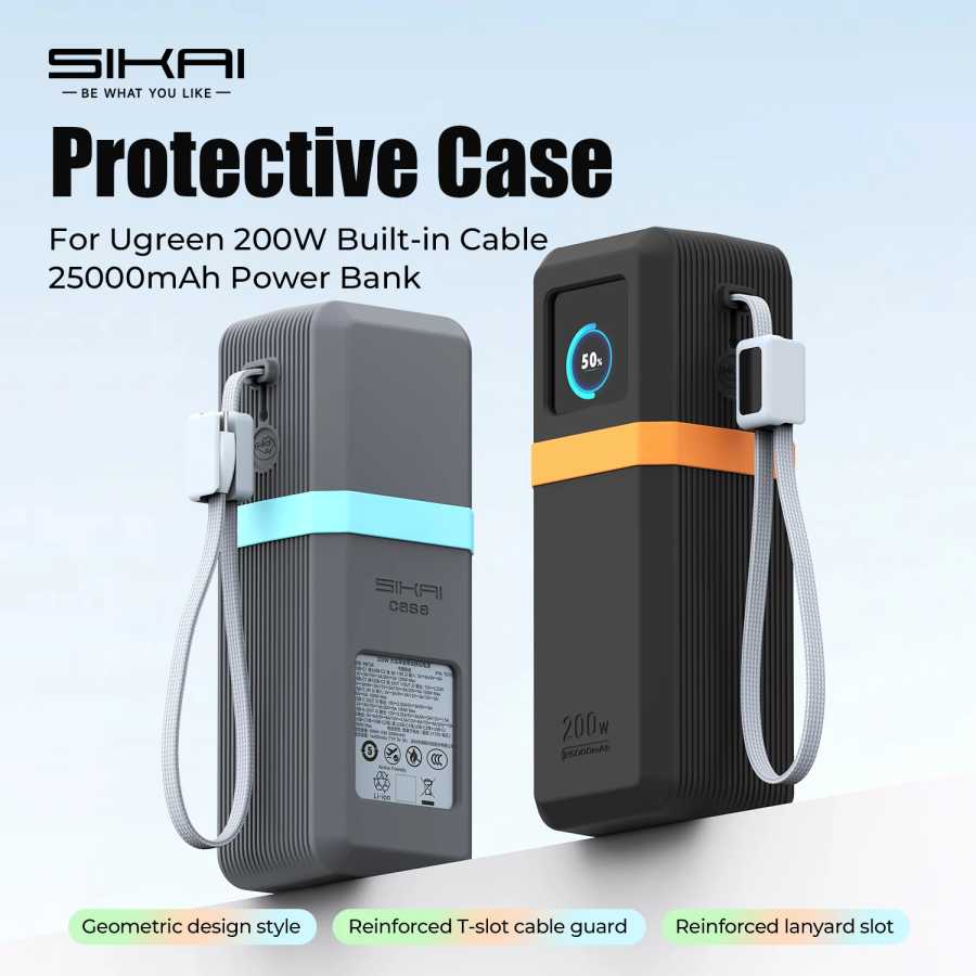 Силиконовый чехол SIKAI для UGREEN Nexode 200W PB728/722 25000 мАч PowerBank, дорожный, ударопрочный, с органайзером для кабелей и отверстием для шнурка Аксессуары для мобильных телефонов