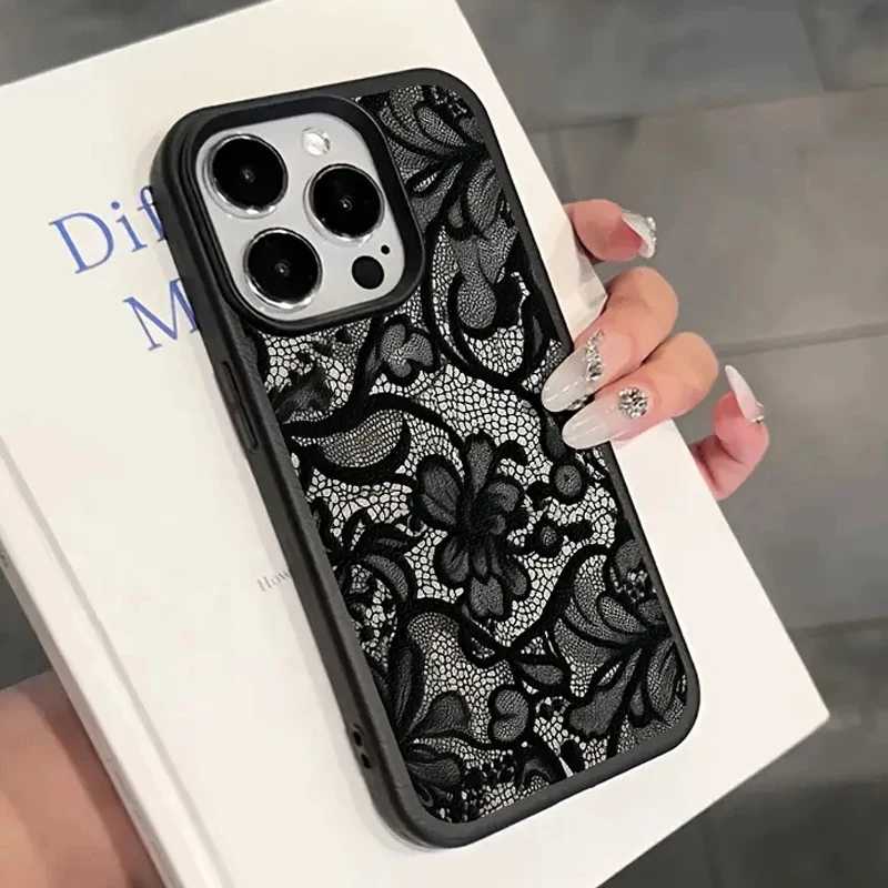Роскошный черный силиконовый чехол с кружевным узором для iPhone 17 Pro Max 16 15 14 Plus 13 12 11 Pro Max 16E, противоударный, мягкий, в стиле INS Чехлы и чехлы для мобильных телефонов