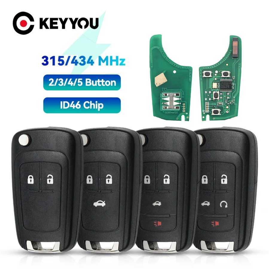KEYYOU 315/433 МГц ID46 чип флип дистанционный ключ от машины для Chevrolet Cruze Sonic Malibu Impala Equinox Camaro Orlando для Opel Vauxhall Стартеры