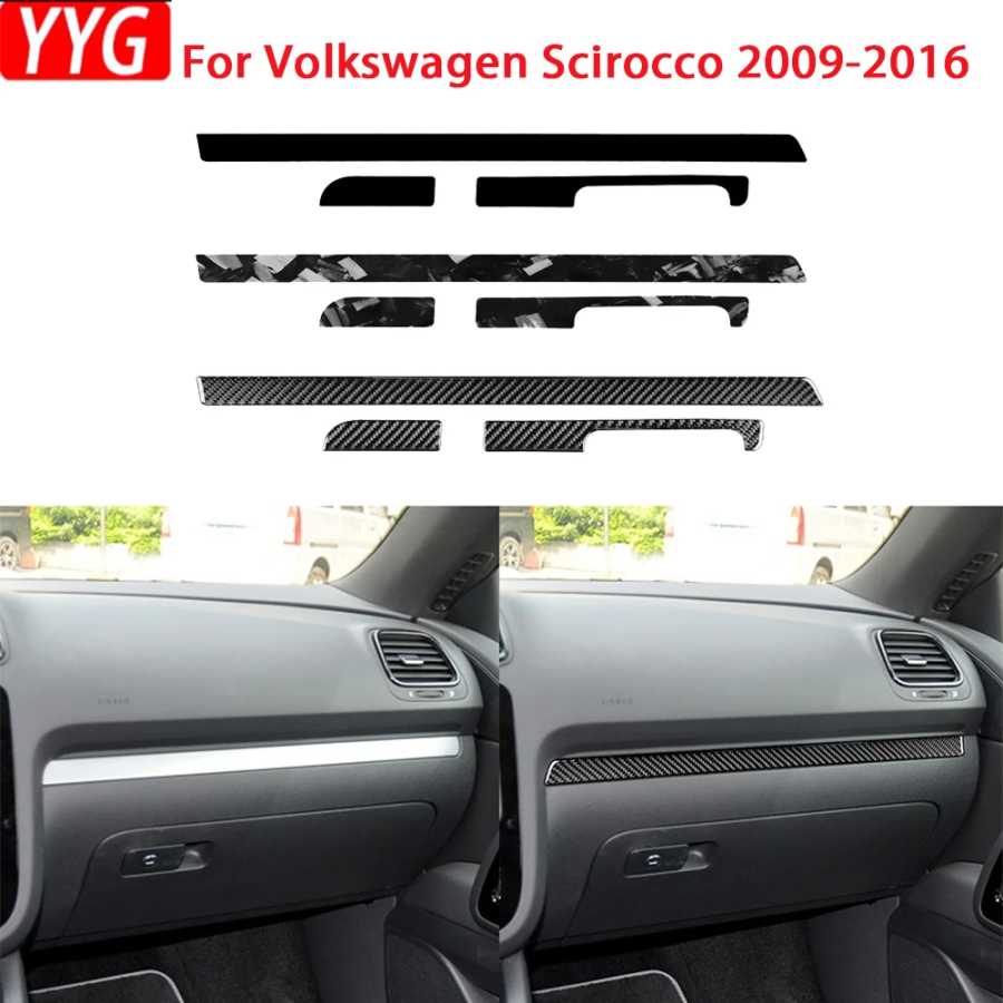 Для Volkswagen Scirocco 2009-2016 автомобильные аксессуары настоящее мягкое углеродное волокно Copilot приборная панель бардачок отделка наклейка модификация Аксессуары для салона